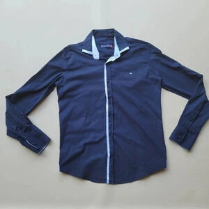 Cengizhan Baybars Biys Youth Long Sleeve Button Down Shirt Navy Blue XL 18/20